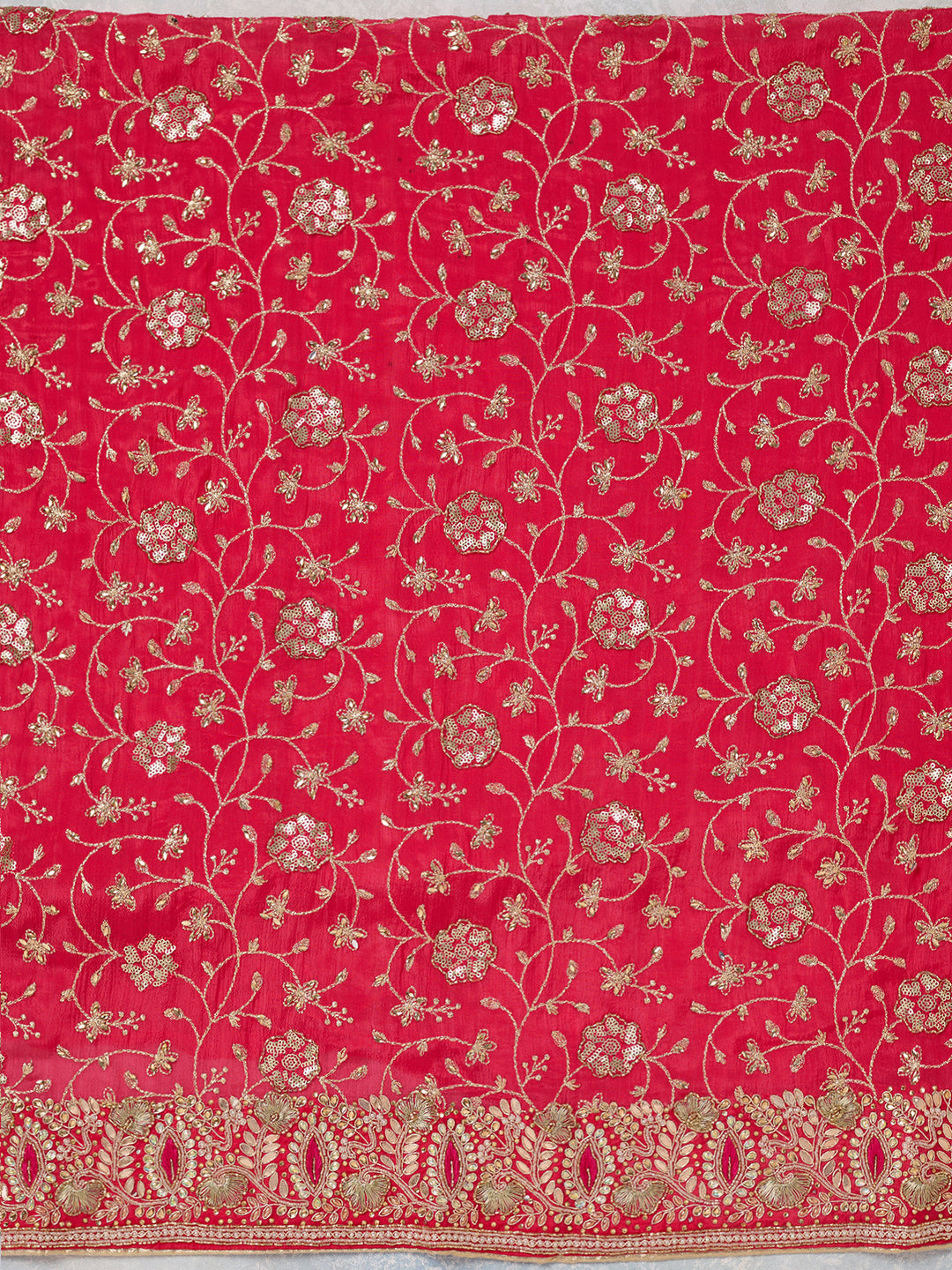 Rani Pink Zariwork Georgette Unstitched Salwar Suit