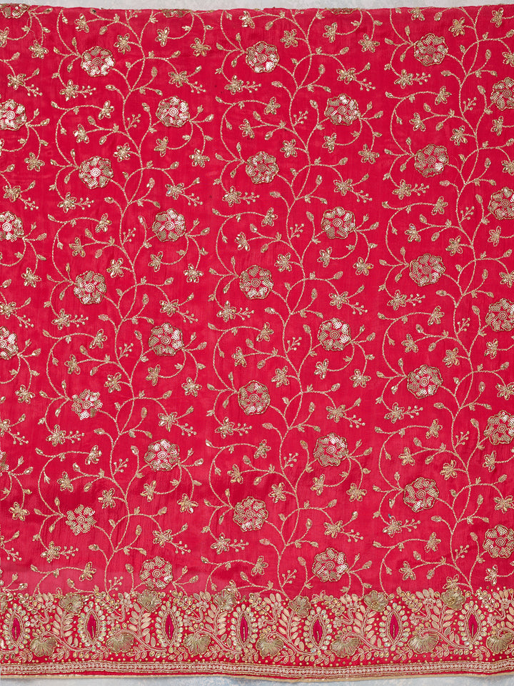 Rani Pink Zariwork Georgette Unstitched Salwar Suit