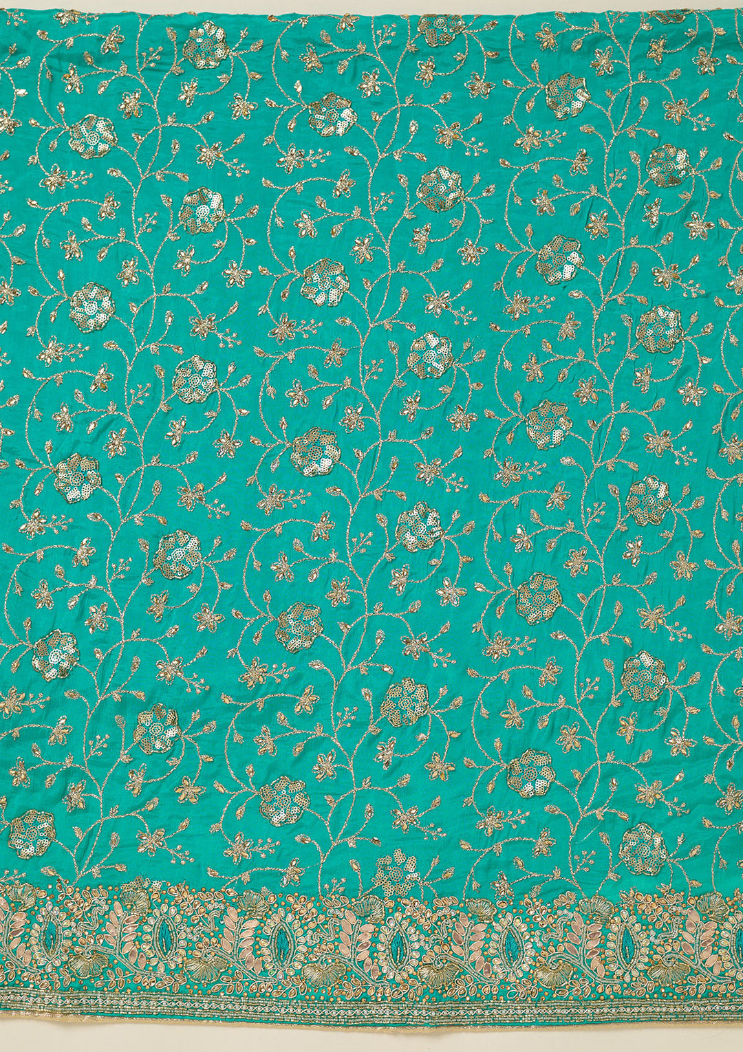 Turquoise Blue Zariwork Georgette Unstitched Salwar Suit