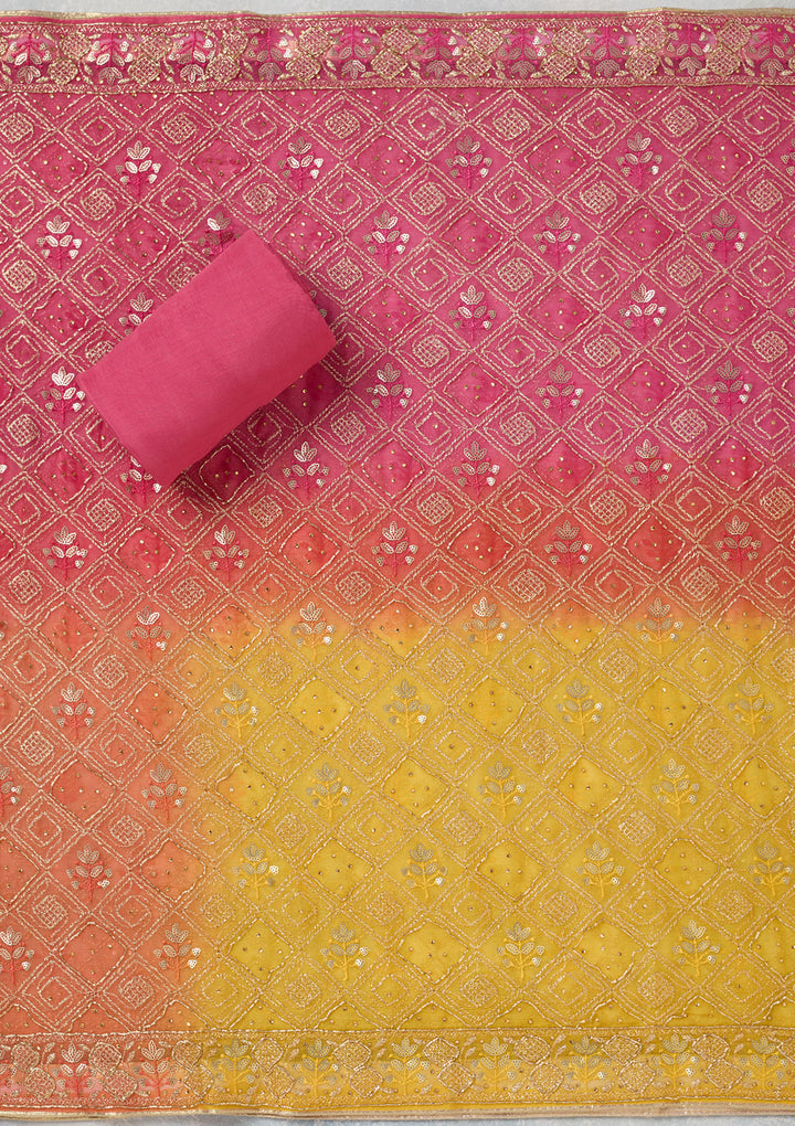 Pink Zariwork Georgette Unstitched Salwar Suit