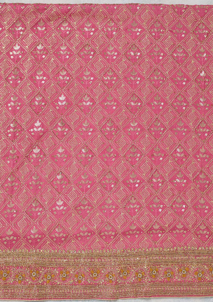 Pink Zariwork Georgette Unstitched Salwar Suit