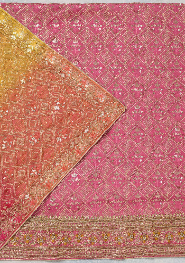 Pink Zariwork Georgette Unstitched Salwar Suit
