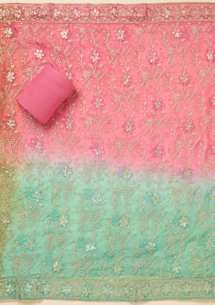 Pink Zariwork Georgette Unstitched Salwar Suit