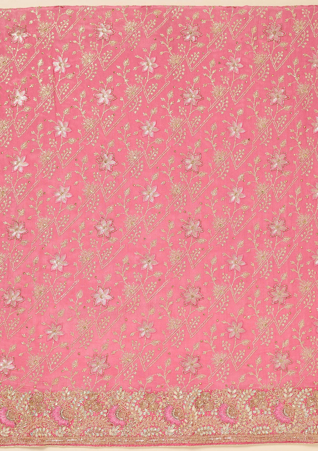 Pink Zariwork Georgette Unstitched Salwar Suit