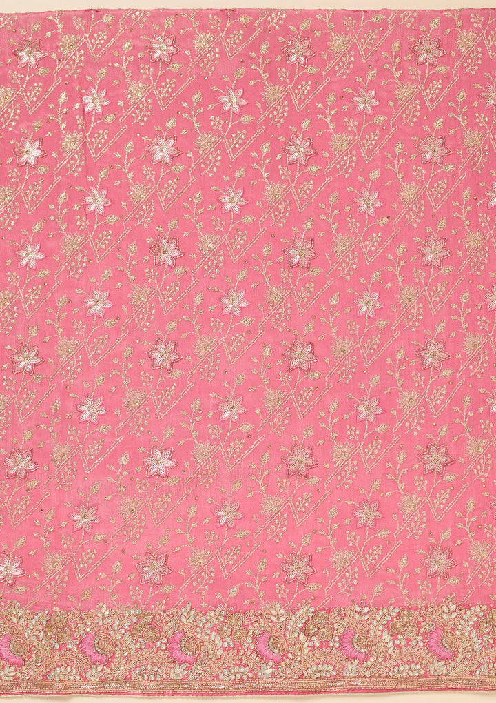 Pink Zariwork Georgette Unstitched Salwar Suit