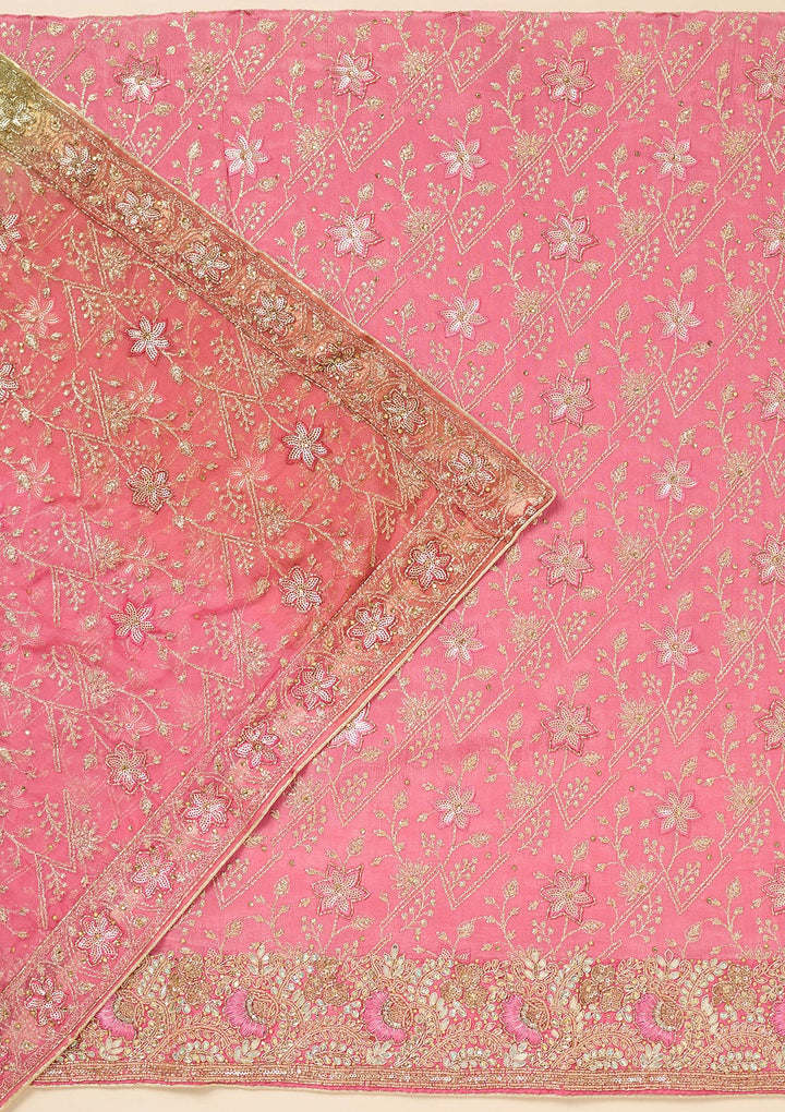Pink Zariwork Georgette Unstitched Salwar Suit