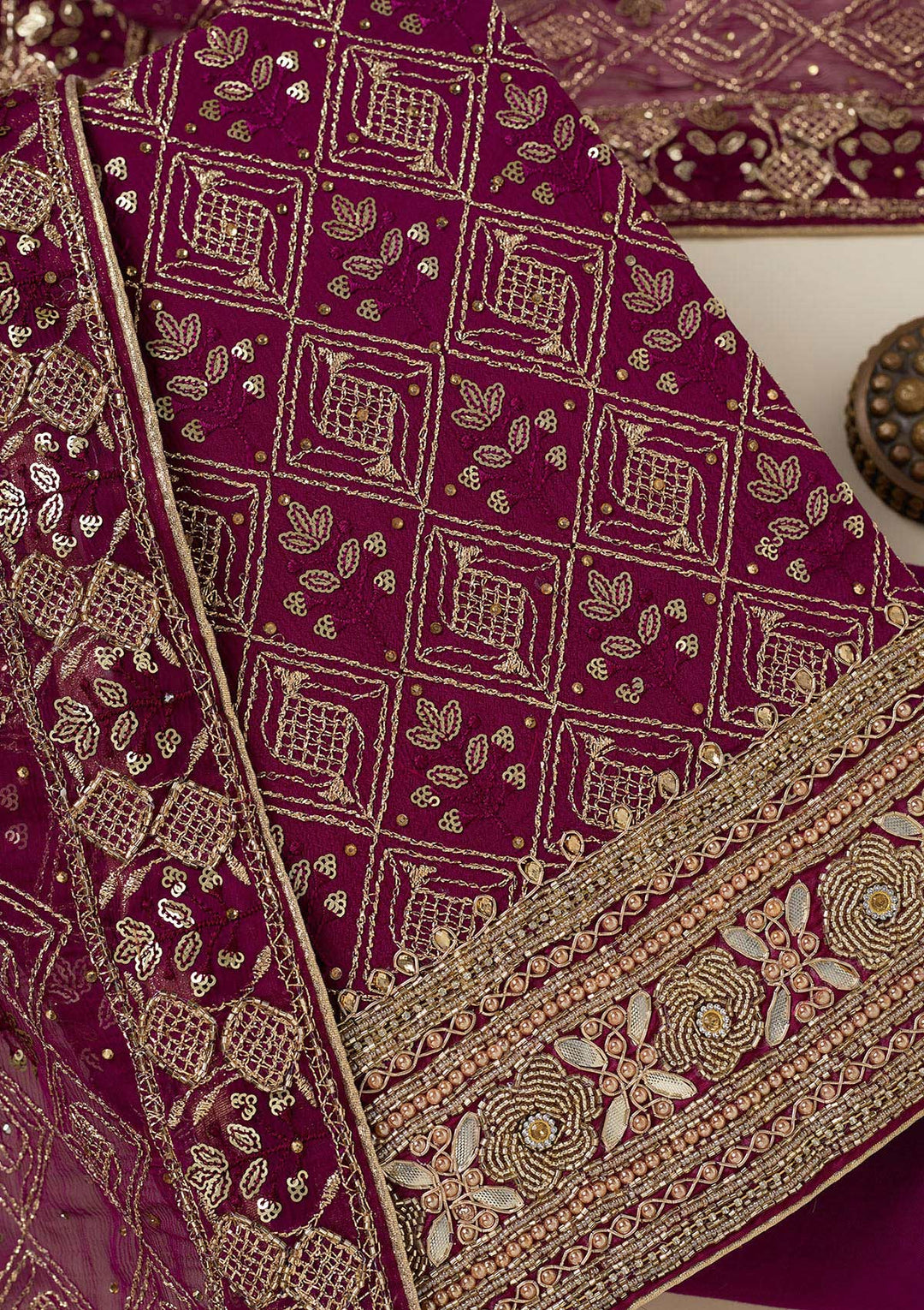 Purple Zariwork Georgette Unstitched Salwar Suit