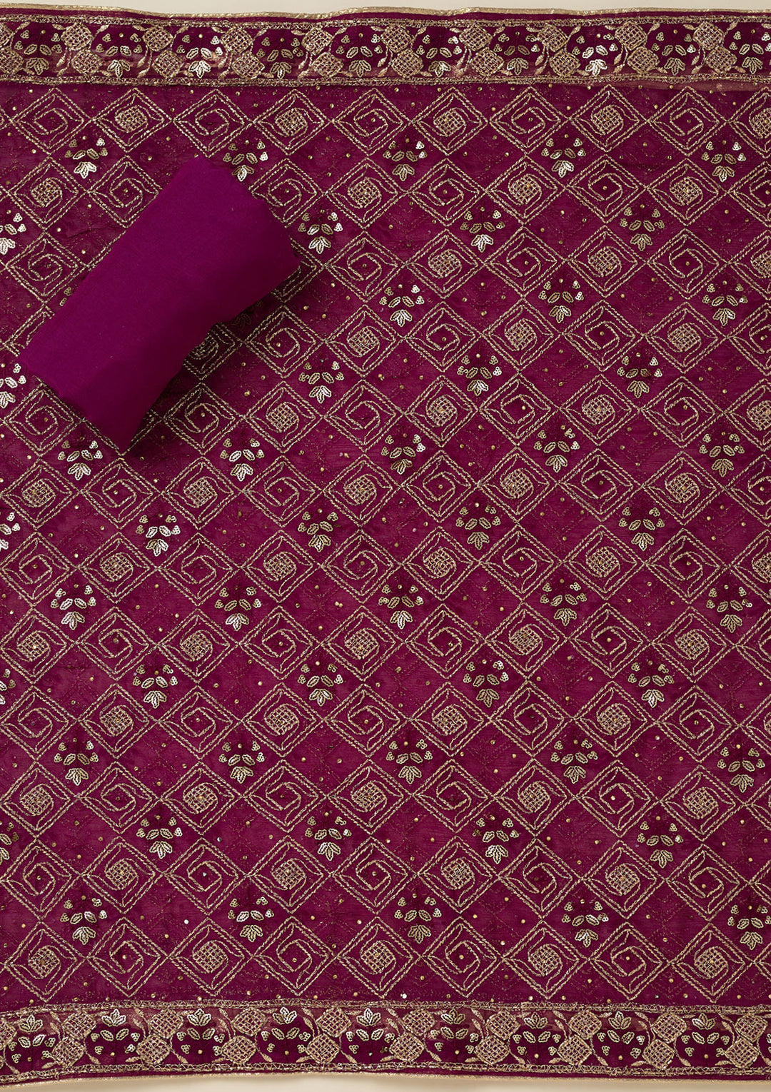 Purple Zariwork Georgette Unstitched Salwar Suit