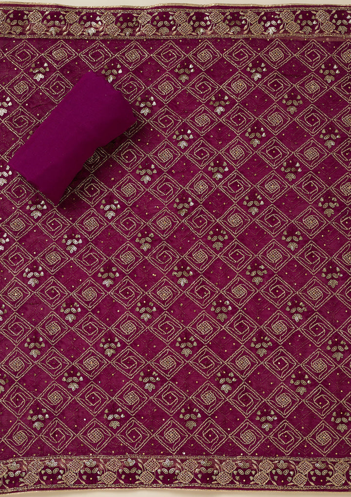 Purple Zariwork Georgette Unstitched Salwar Suit