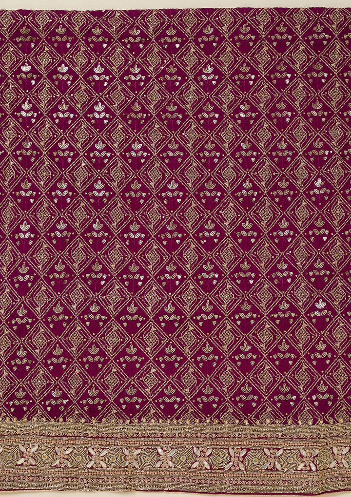 Purple Zariwork Georgette Unstitched Salwar Suit
