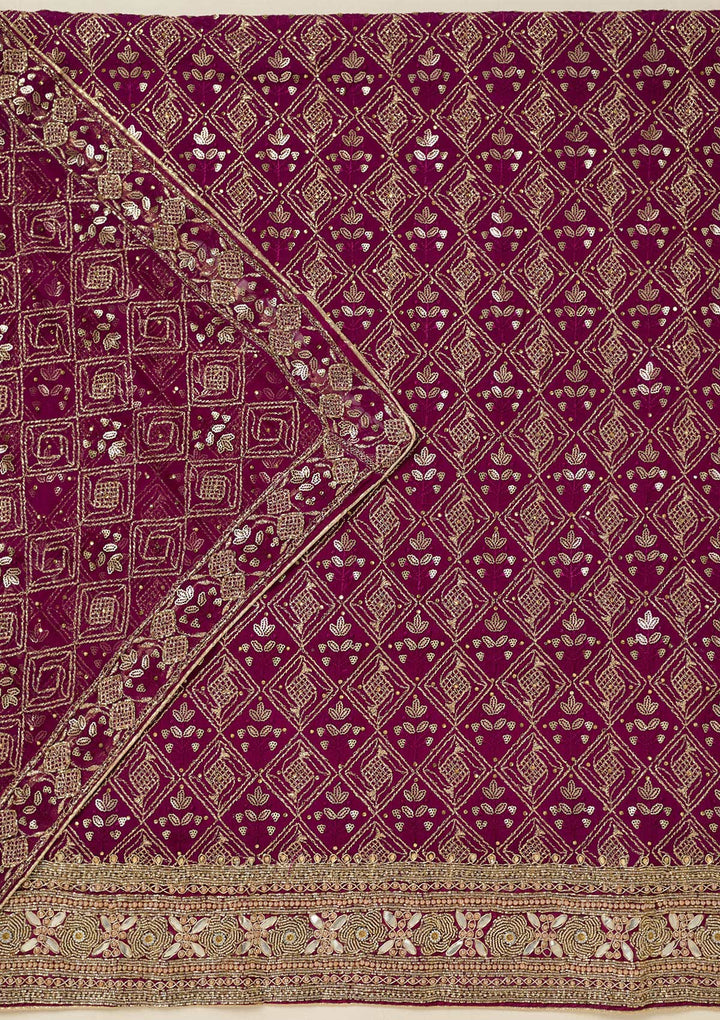 Purple Zariwork Georgette Unstitched Salwar Suit