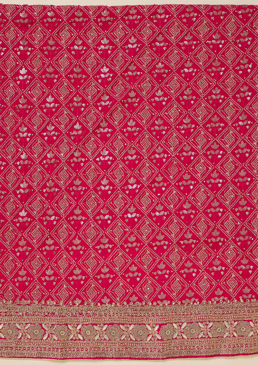 Rani Pink Zariwork Georgette Unstitched Salwar Suit