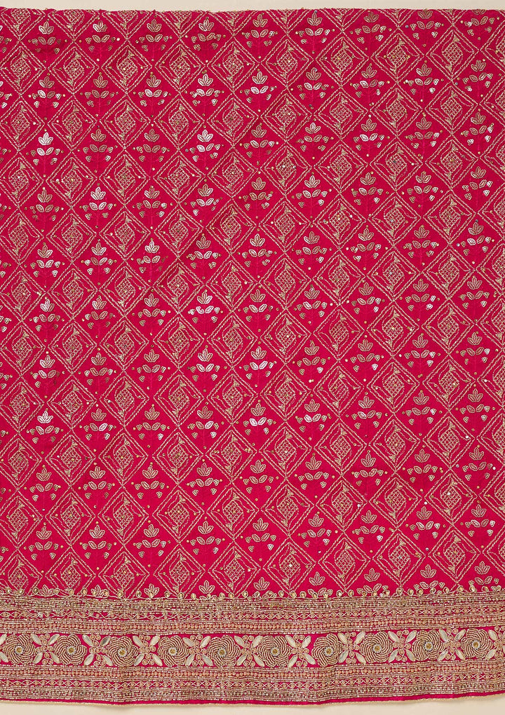 Rani Pink Zariwork Georgette Unstitched Salwar Suit