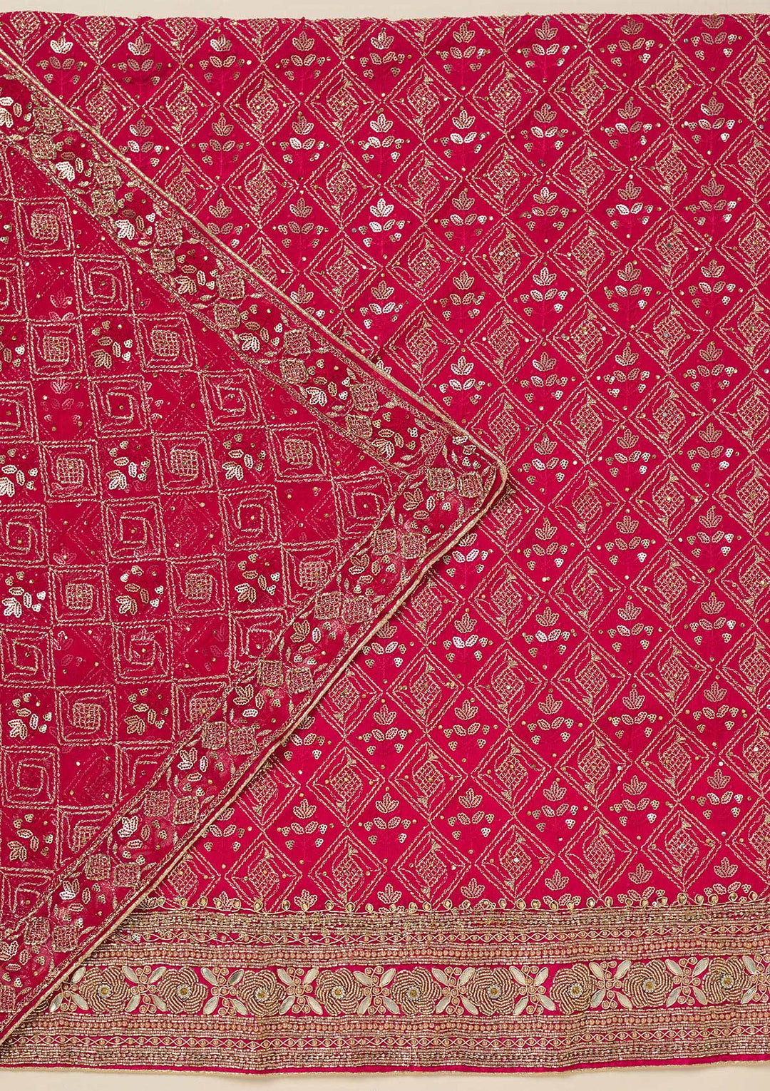 Rani Pink Zariwork Georgette Unstitched Salwar Suit