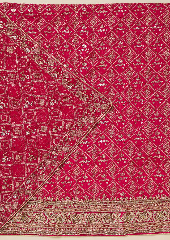 Rani Pink Zariwork Georgette Unstitched Salwar Suit