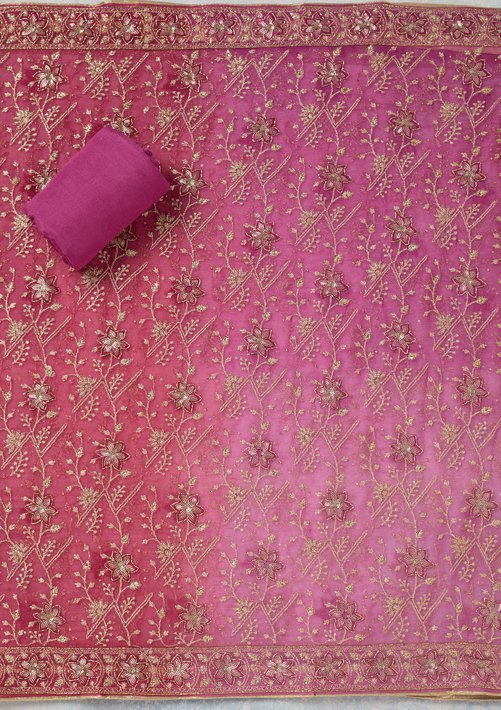 Purple Zariwork Georgette Unstitched Salwar Suit