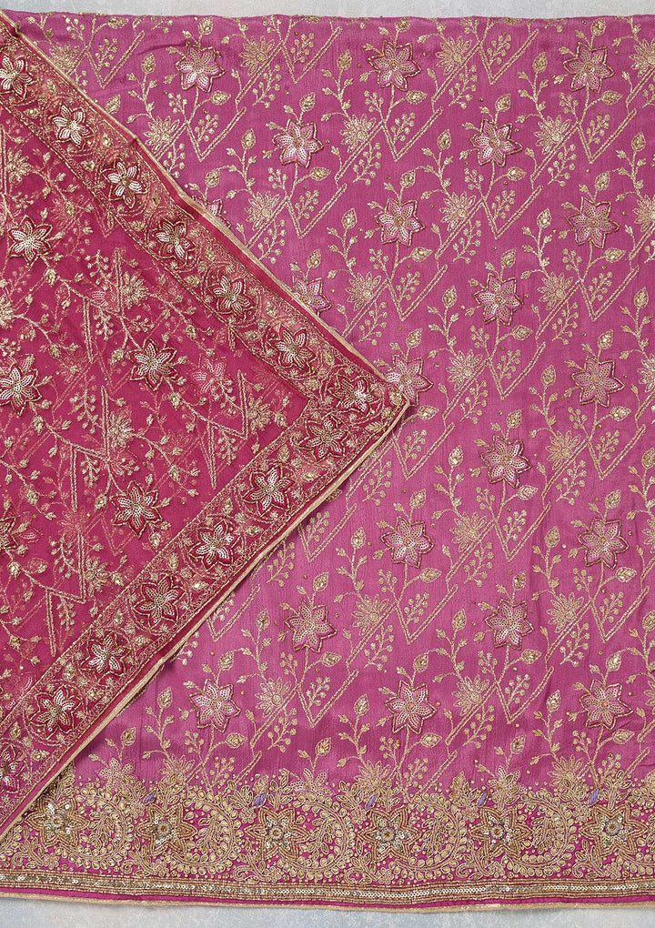 Purple Zariwork Georgette Unstitched Salwar Suit