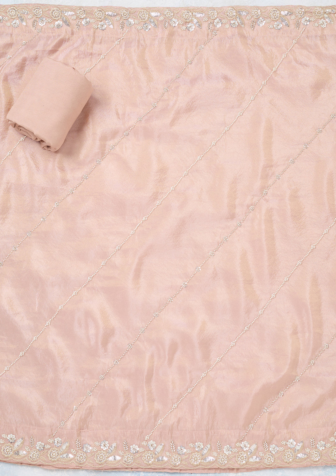 Pink Aariwork Semi Crepe Unstitched Salwar Suit
