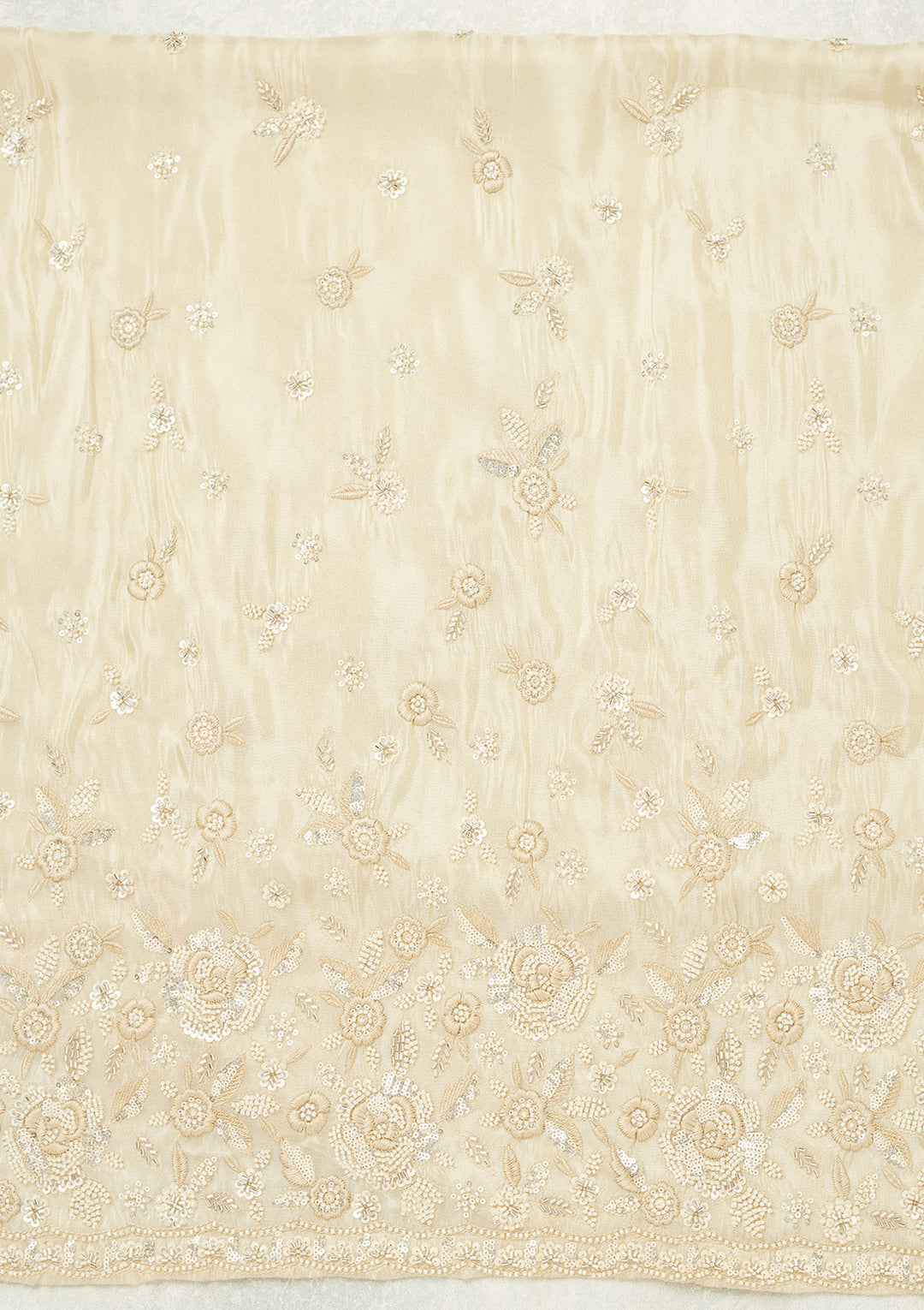 Cream Silver Stonework Tissue Unstitched Salwar Suit