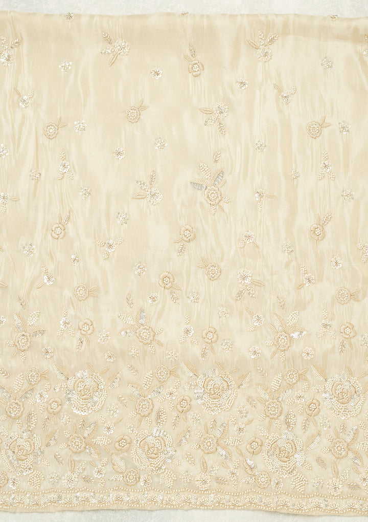 Cream Silver Stonework Tissue Unstitched Salwar Suit