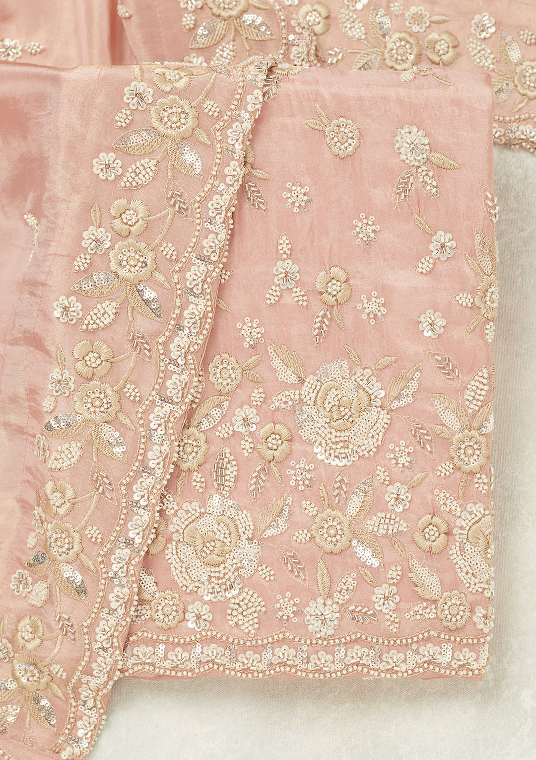Pink Silver Stonework Tissue Unstitched Salwar Suit