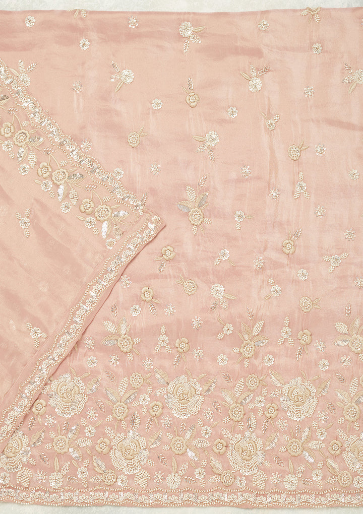 Pink Silver Stonework Tissue Unstitched Salwar Suit