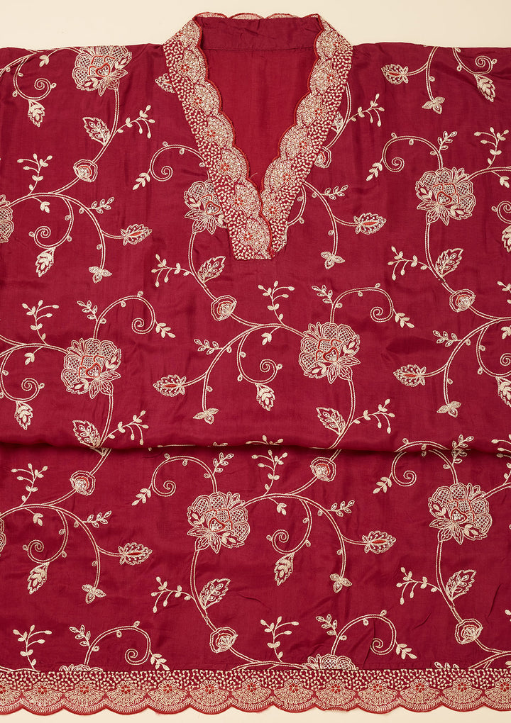 Purple Zariwork (Gold) Chinon Unstitched Salwar Suit