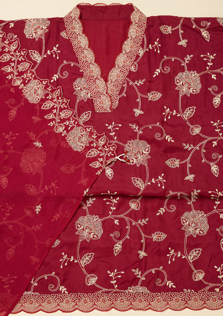 Purple Zariwork (Gold) Chinon Unstitched Salwar Suit