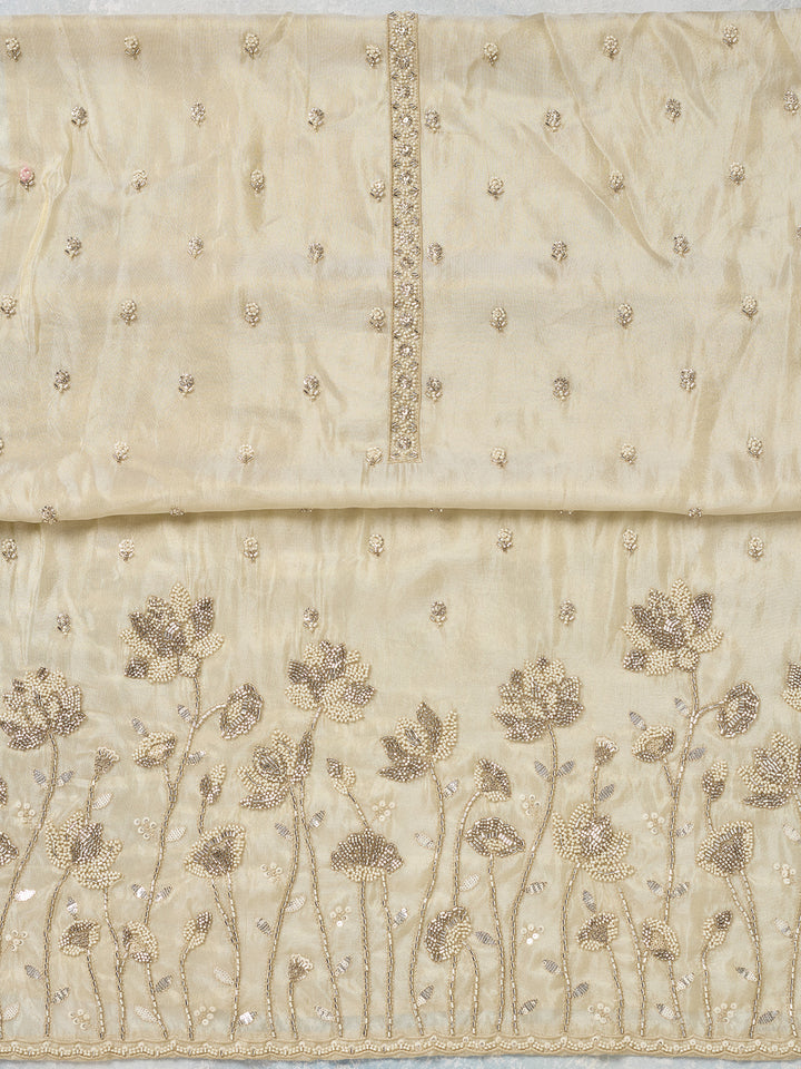 Beige Cutdana Tissue Unstitched Salwar Suit