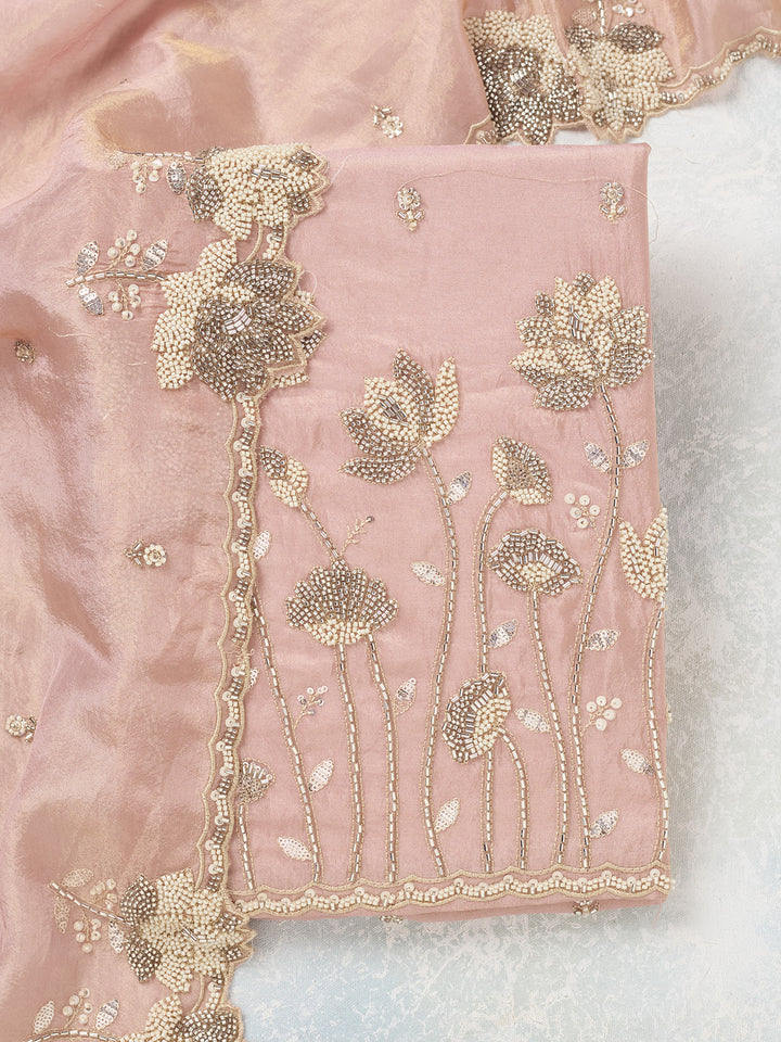 Pink Cutdana Tissue Unstitched Salwar Suit