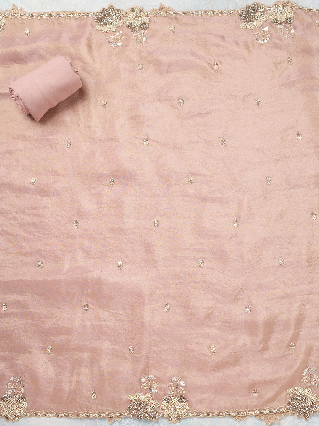 Pink Cutdana Tissue Unstitched Salwar Suit