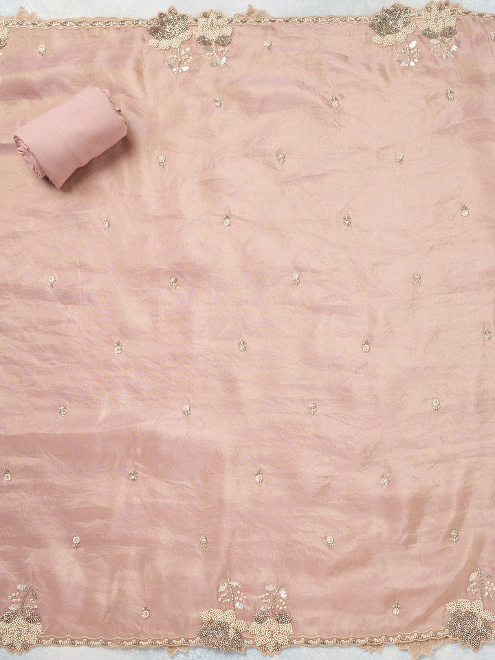 Pink Cutdana Tissue Unstitched Salwar Suit