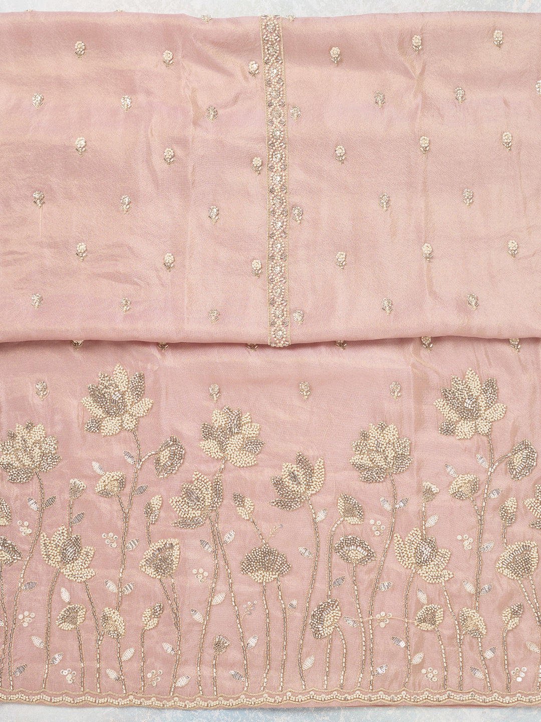 Pink Cutdana Tissue Unstitched Salwar Suit