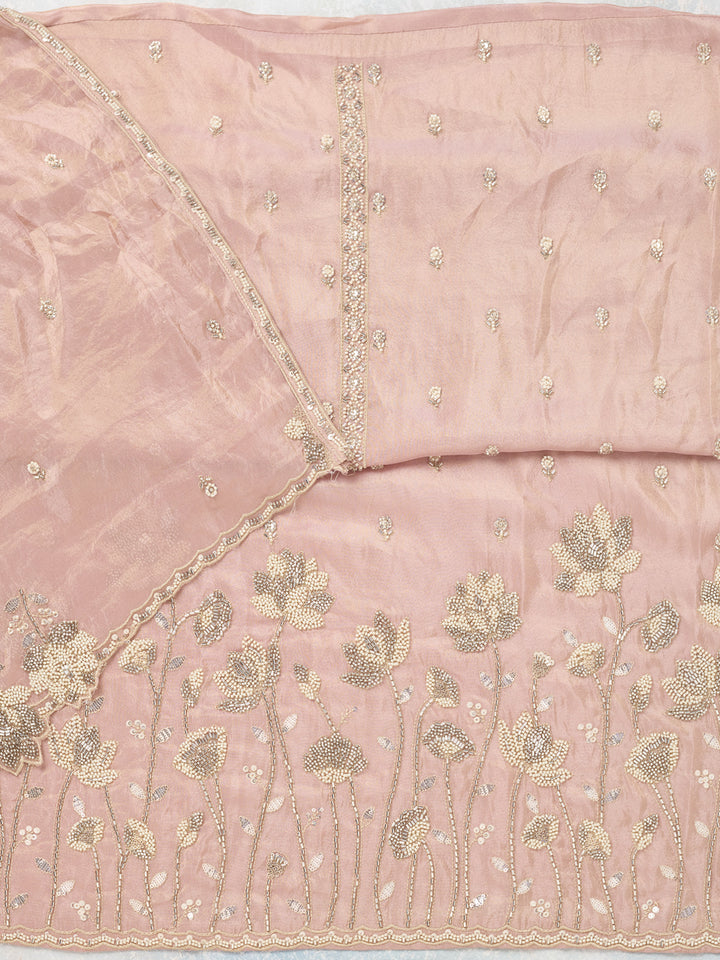 Pink Cutdana Tissue Unstitched Salwar Suit