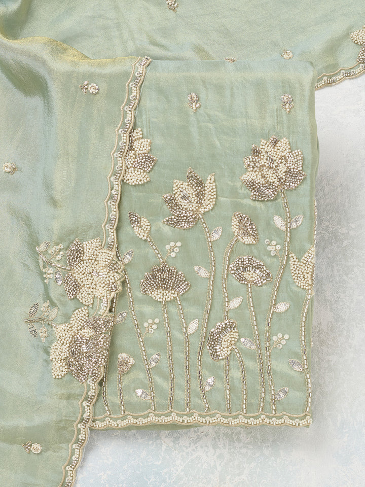 Sea Green Cutdana Tissue Unstitched Salwar Suit