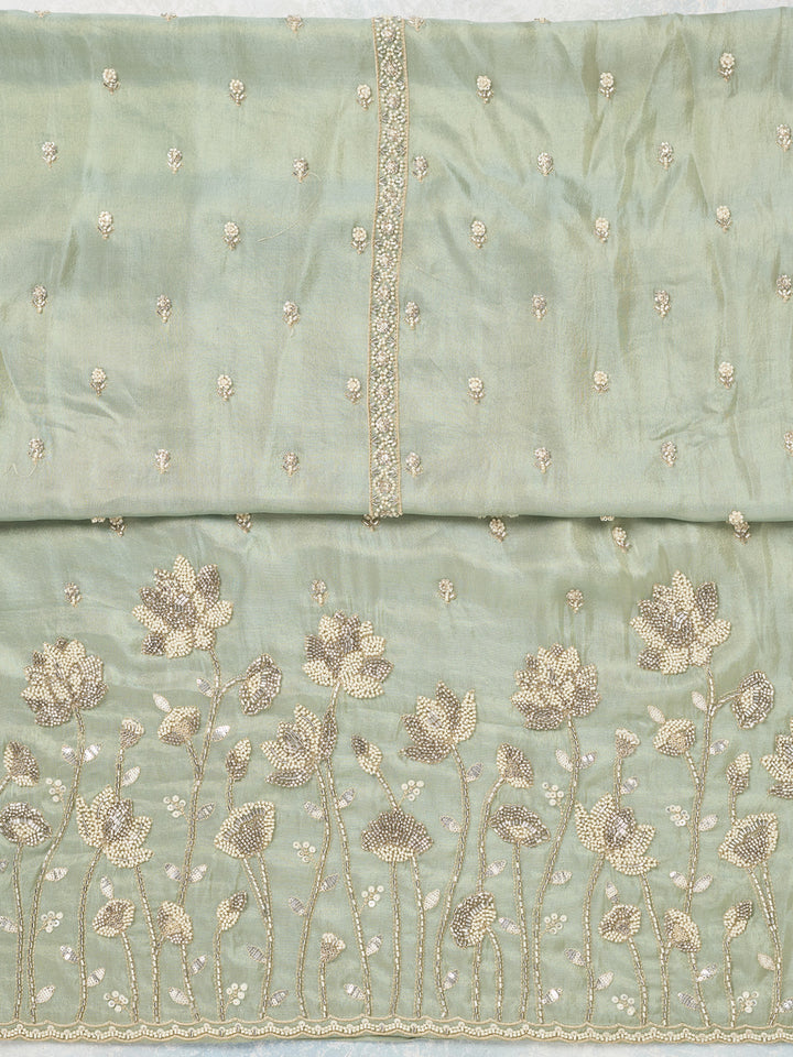 Sea Green Cutdana Tissue Unstitched Salwar Suit
