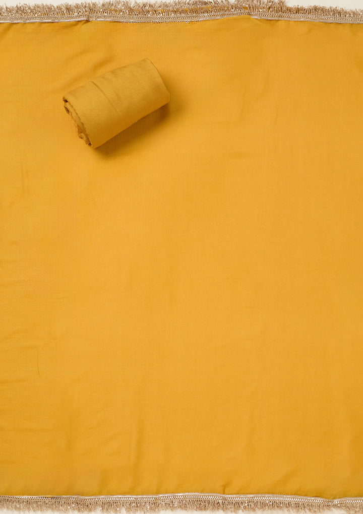 Mustard Zariwork Dola Silk Unstitched Salwar Suit