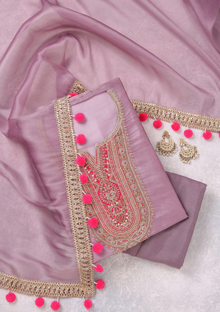 Lavender Cording Tissue Unstitched Salwar Suit