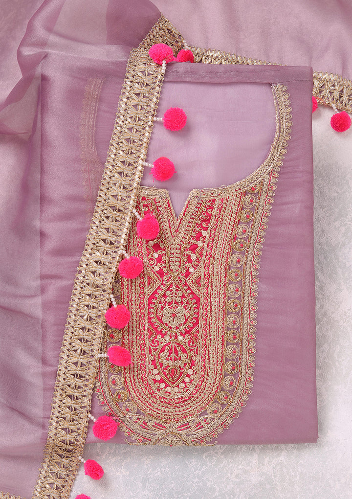 Lavender Cording Tissue Unstitched Salwar Suit