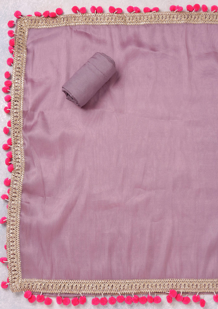 Lavender Cording Tissue Unstitched Salwar Suit