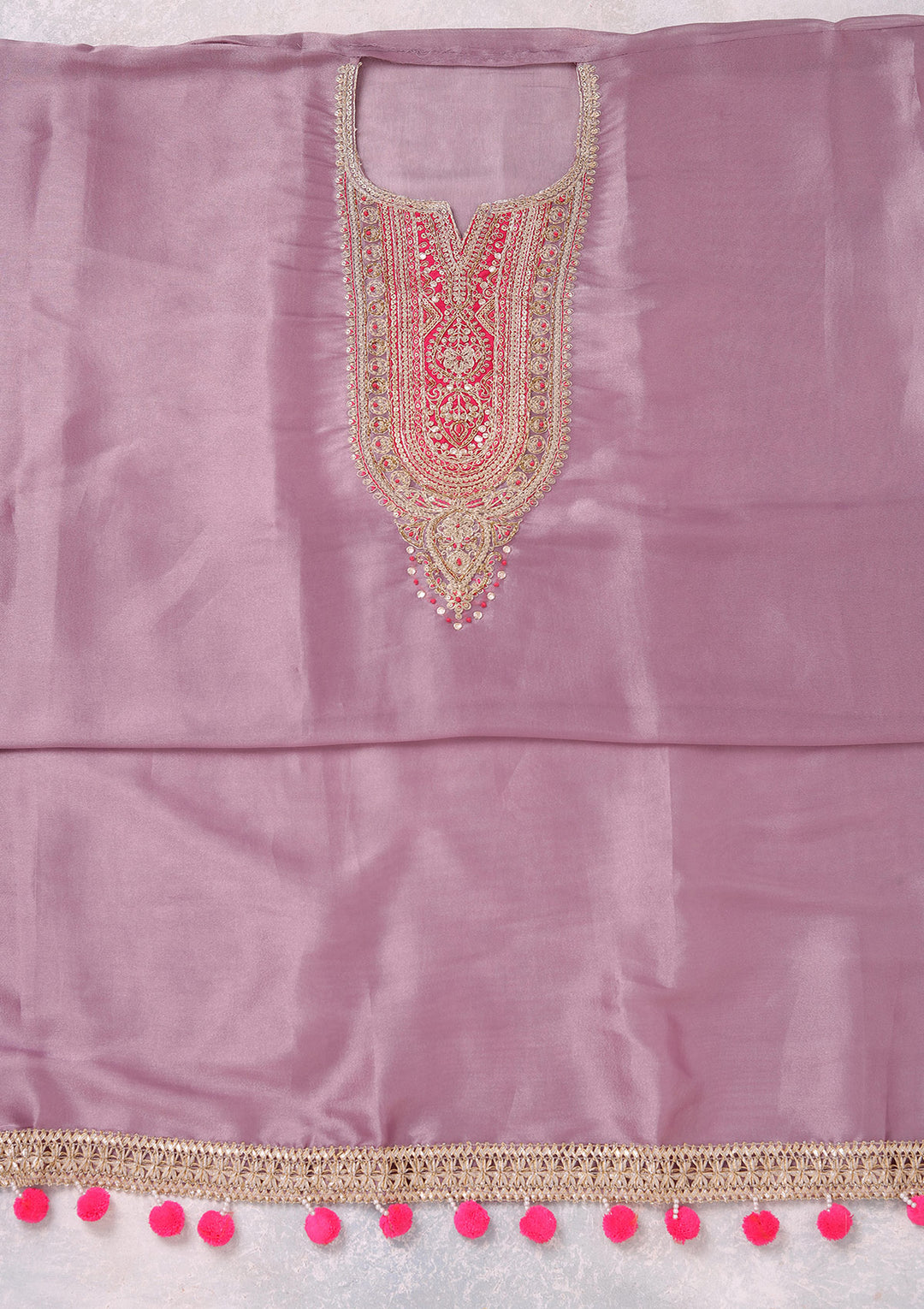 Lavender Cording Tissue Unstitched Salwar Suit