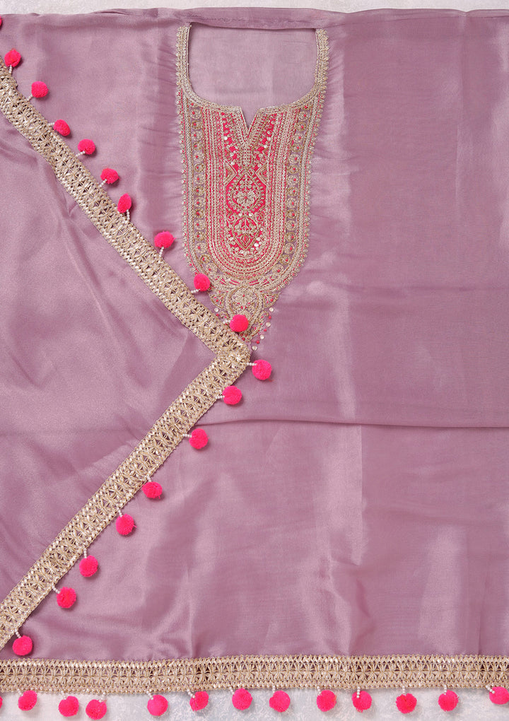 Lavender Cording Tissue Unstitched Salwar Suit