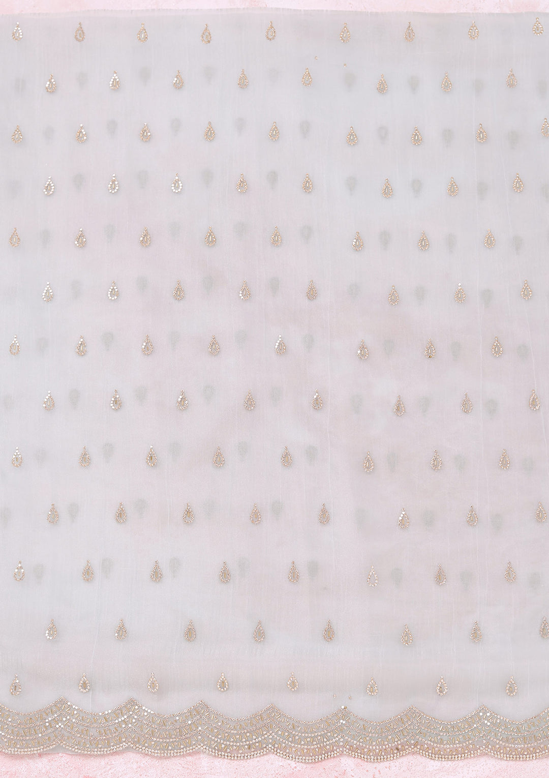 Sky Blue Zariwork (Gold) Tissue Unstitched Salwar Suit