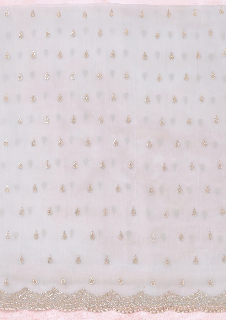 Sky Blue Zariwork (Gold) Tissue Unstitched Salwar Suit