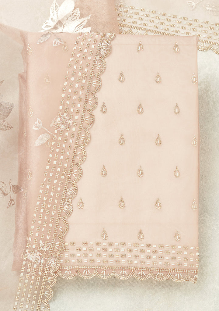 Lavender Stonework (Gold) Tissue Unstitched Salwar Suit