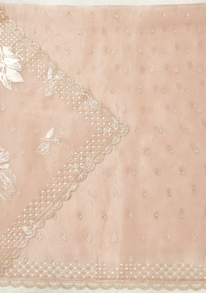 Lavender Stonework (Gold) Tissue Unstitched Salwar Suit