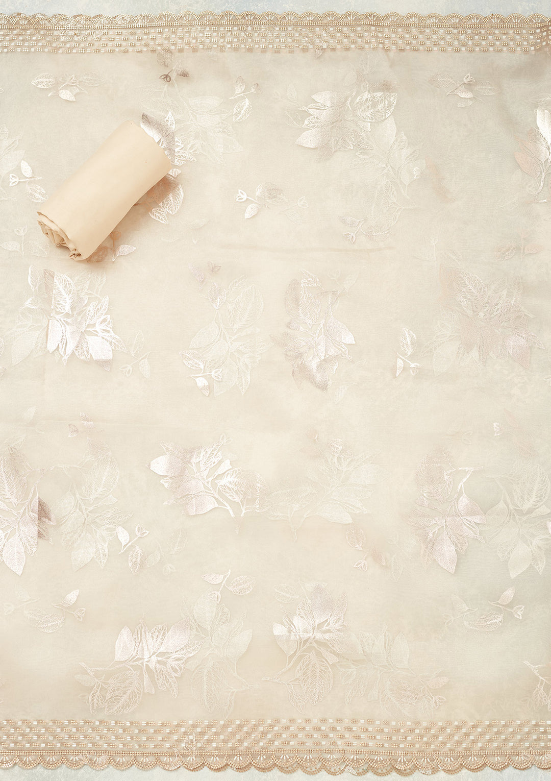 Off White Stonework (Gold) Tissue Unstitched Salwar Suit