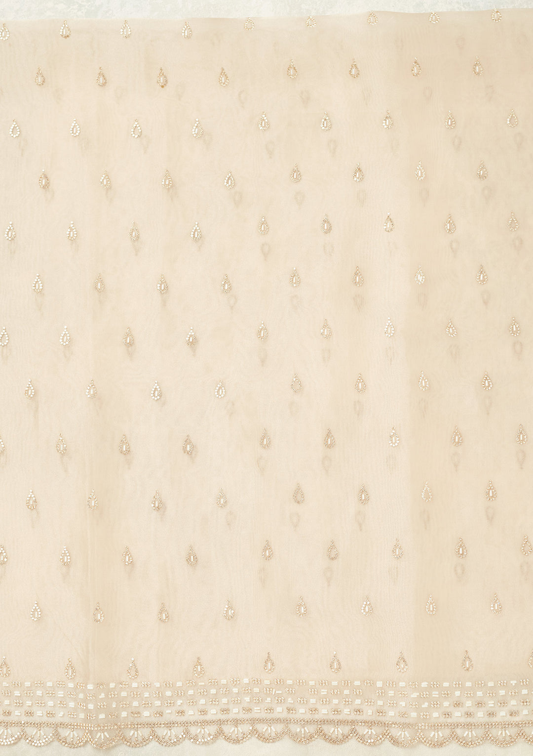 Off White Stonework (Gold) Tissue Unstitched Salwar Suit