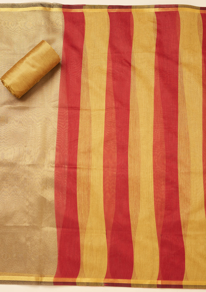 Mehendi Zariwork (Gold) Tissue Unstitched Salwar Suit