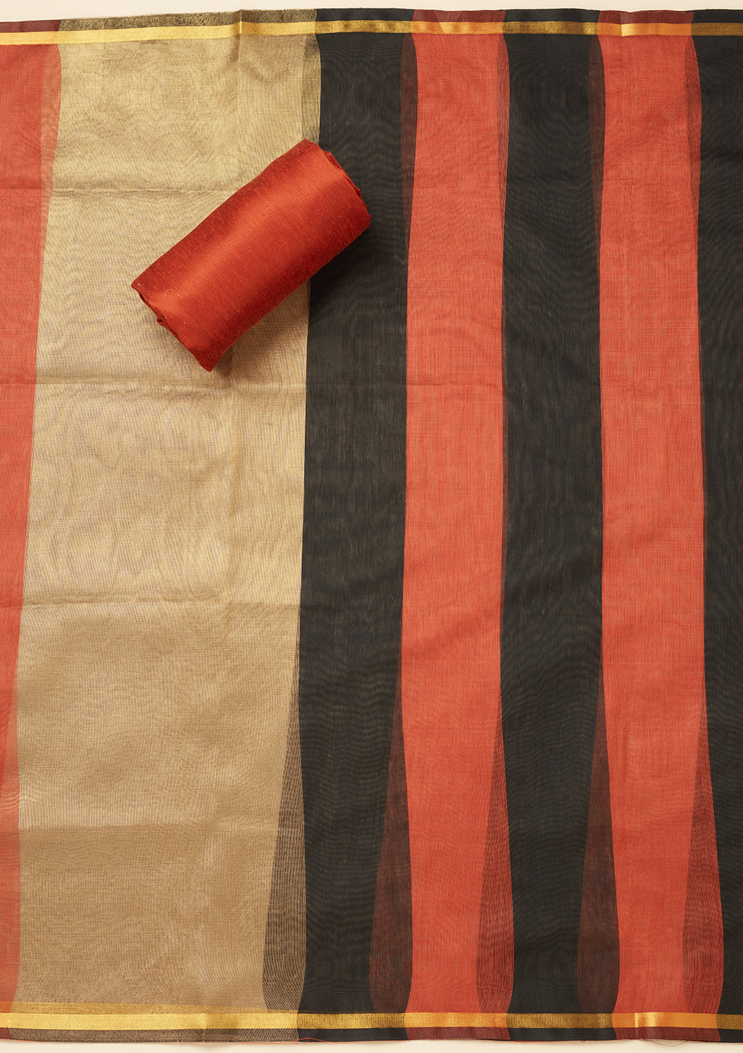 Rust Zariwork (Gold) Tissue Unstitched Salwar Suit